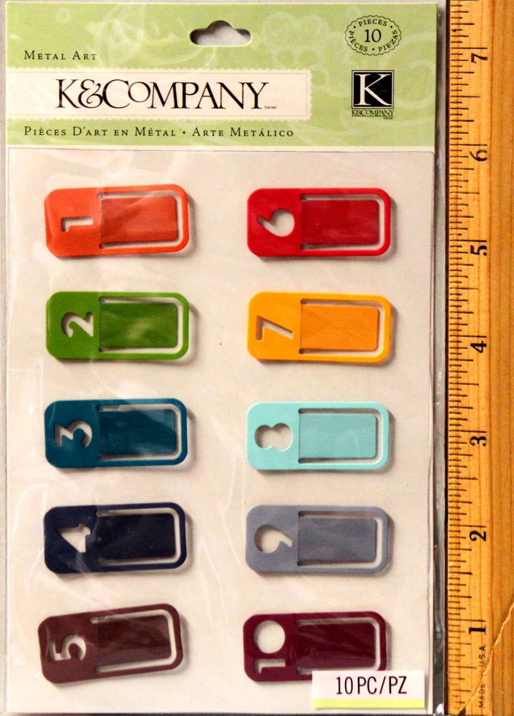 K & Company Travel Number Clips Metal Art Embellishments