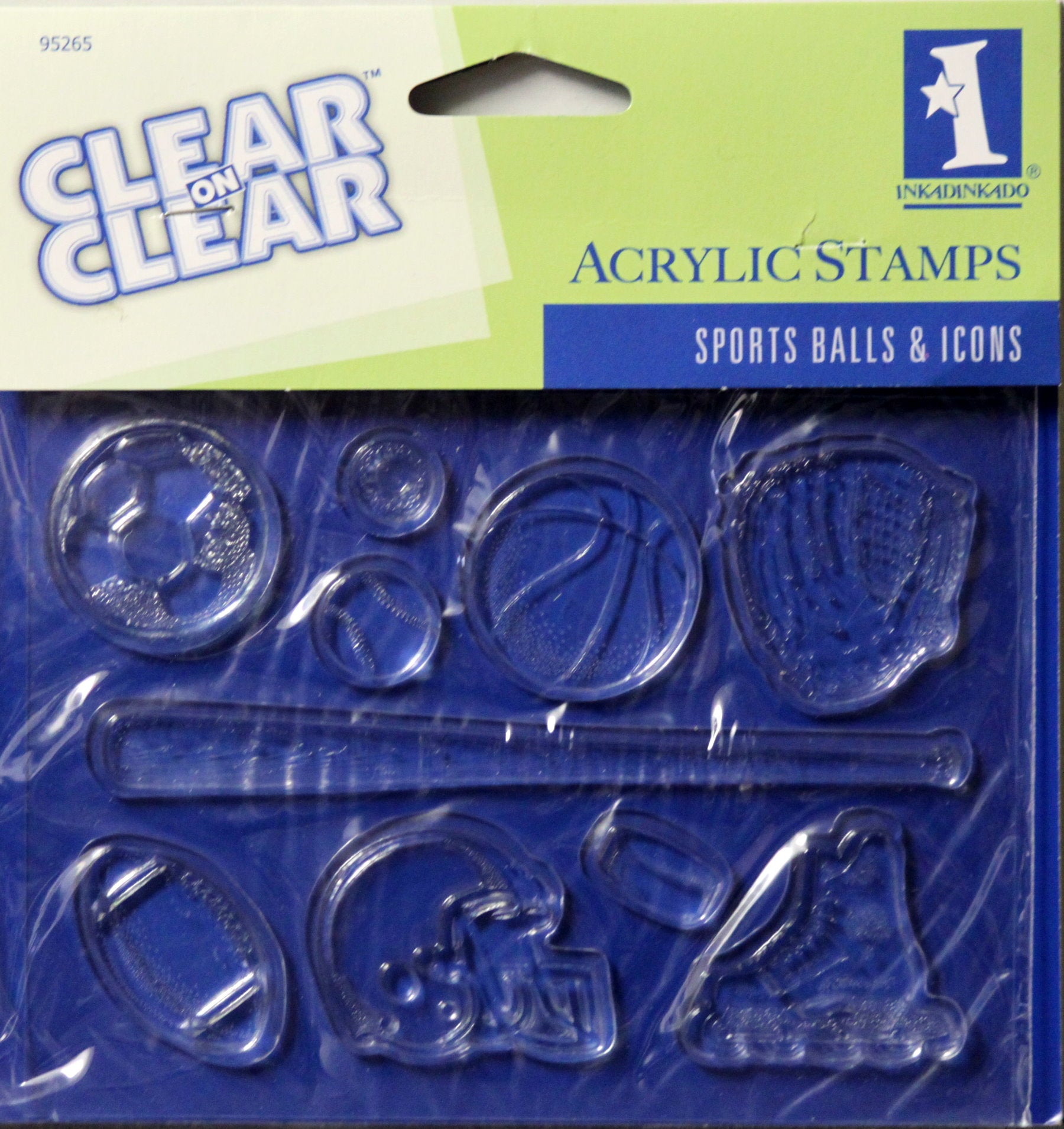 Inkadinkado Clear On Clear Sports Balls & Icons Acrylic Stamps