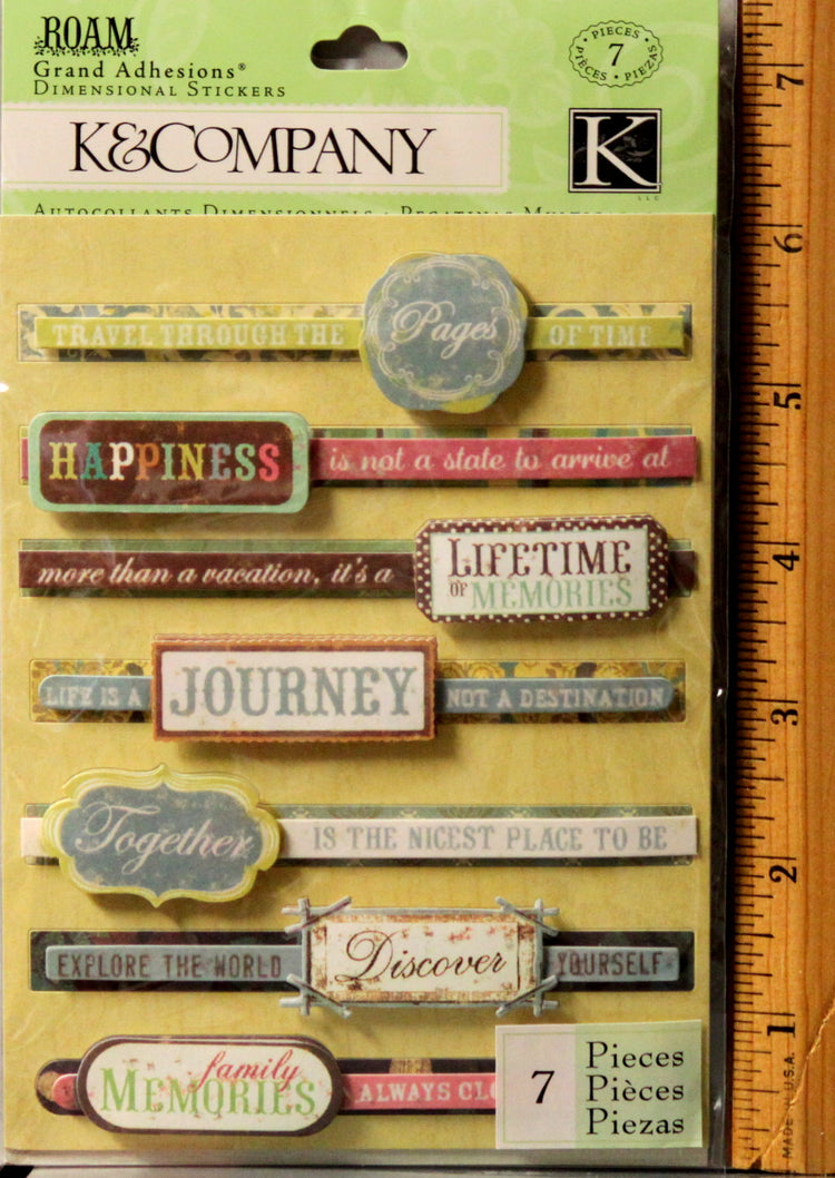 K & Company Roam Sentiments Grand Adhesions Dimensional Stickers