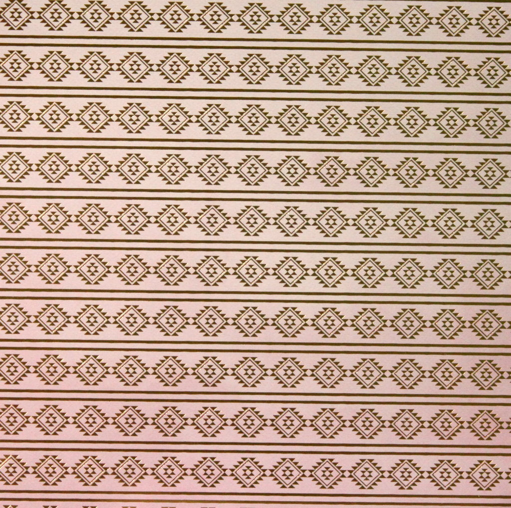 Craft Smith Santa Fe Garden 12" x 12" Gold Metallic Embossed Pink Cardstock Paper