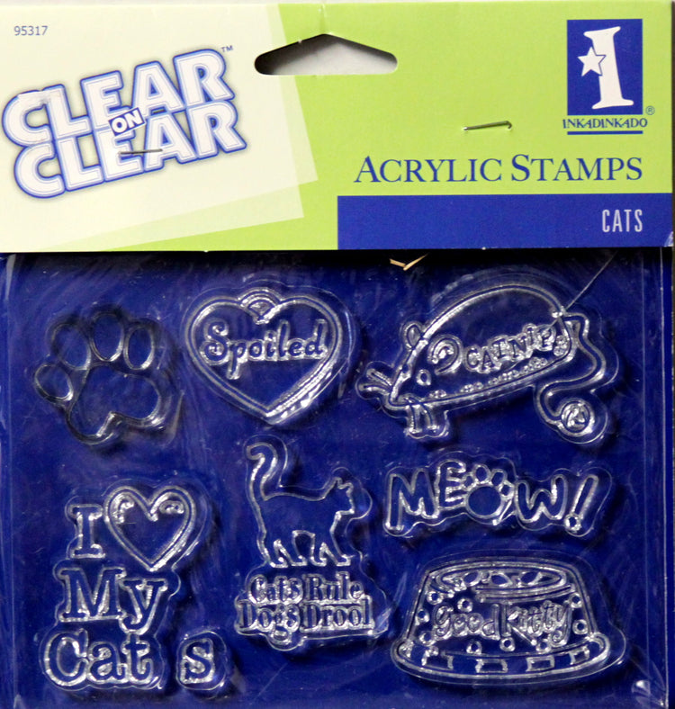 Inkadinkado Clear On Clear Cats Acrylic Stamps