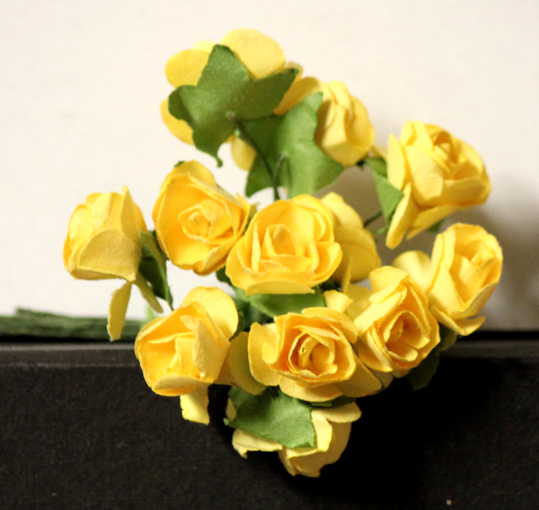 Canary Yellow 12 Piece Mini Mulberry Roses