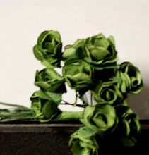 Green 12 Piece Mini Mulberry Roses