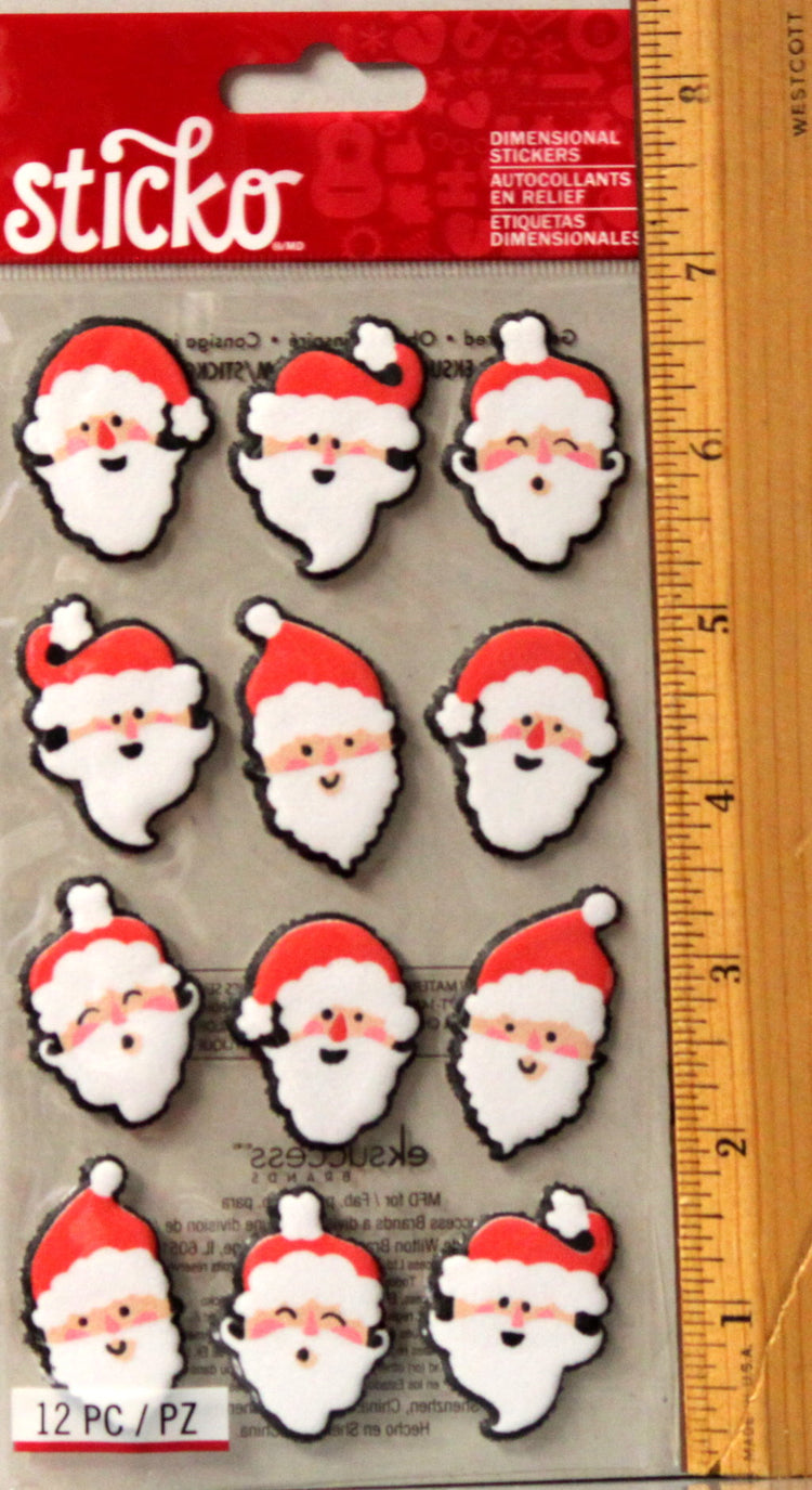 Sticko Santa Heads Dimensional Stickers