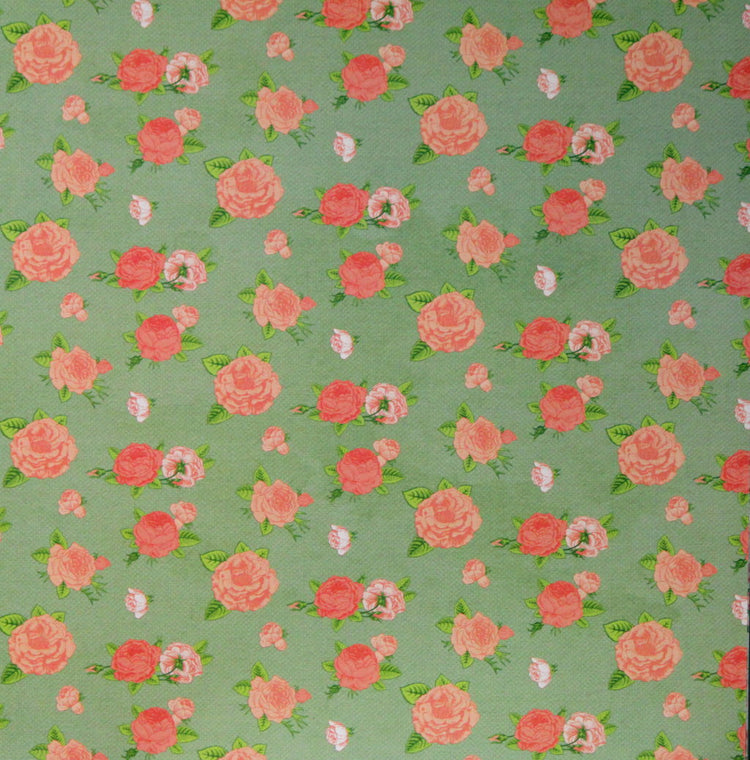 Recollections 12 x 12 English Rose Garden Pink Roses Scrapbook Paper