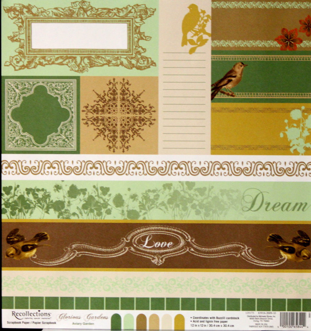 Recollections 12 x 12 Glorious Gardens Aviary Garden Flat Cut Apart Sheet - SCRAPBOOKFARE