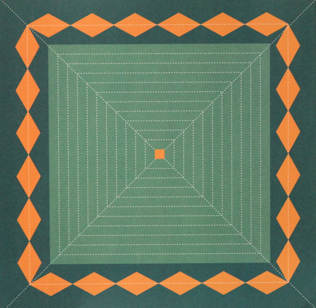 Orange Diamonds Green Square 12 x 12 Scrapbook Paper