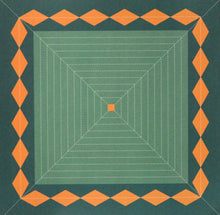 Orange Diamonds Green Square 12 x 12 Scrapbook Paper