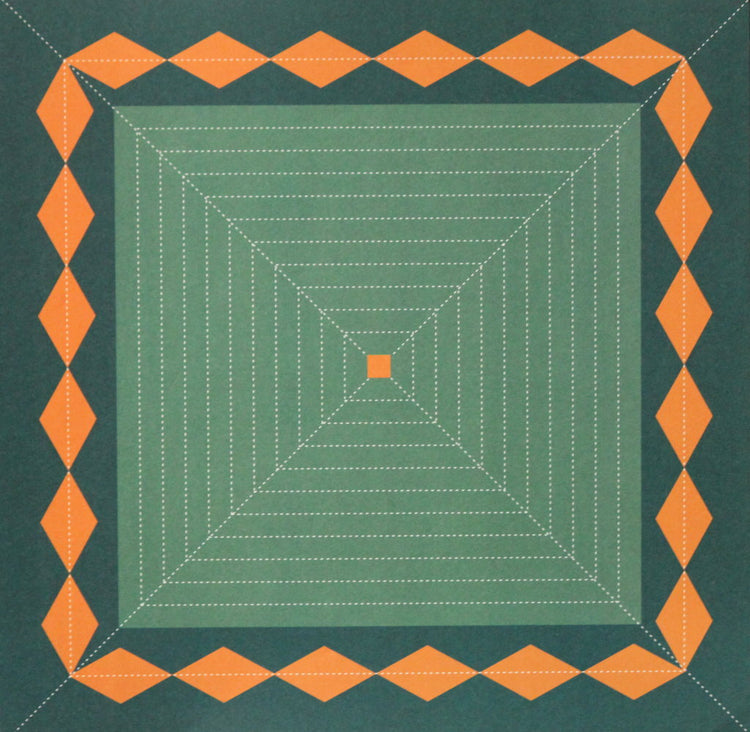 Orange Diamonds Green Square 12 x 12 Scrapbook Paper
