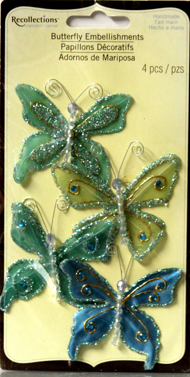 Recollections Butterfly Shades of Blue/Green Embellishments