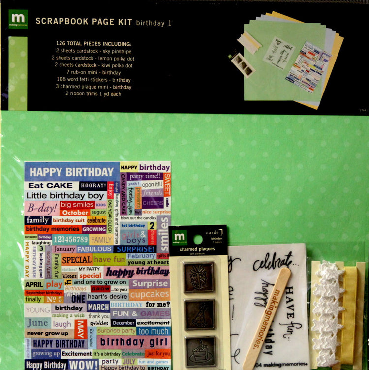 Making Memories 12 x 12 Birthday 1 Scrapbook Page Kit - SCRAPBOOKFARE