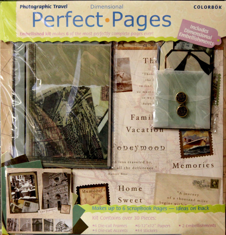 TRAVEL Scrapbook Kit 6 12 X 12 Sheets Frames Stickers 