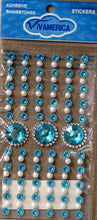 Vivamerica Self-Adhesive Blue & Clear Gems And Pearls Embellishments
