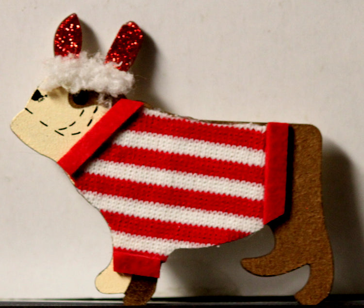 Holiday Handmade Wood Dimensional Dog Magnet