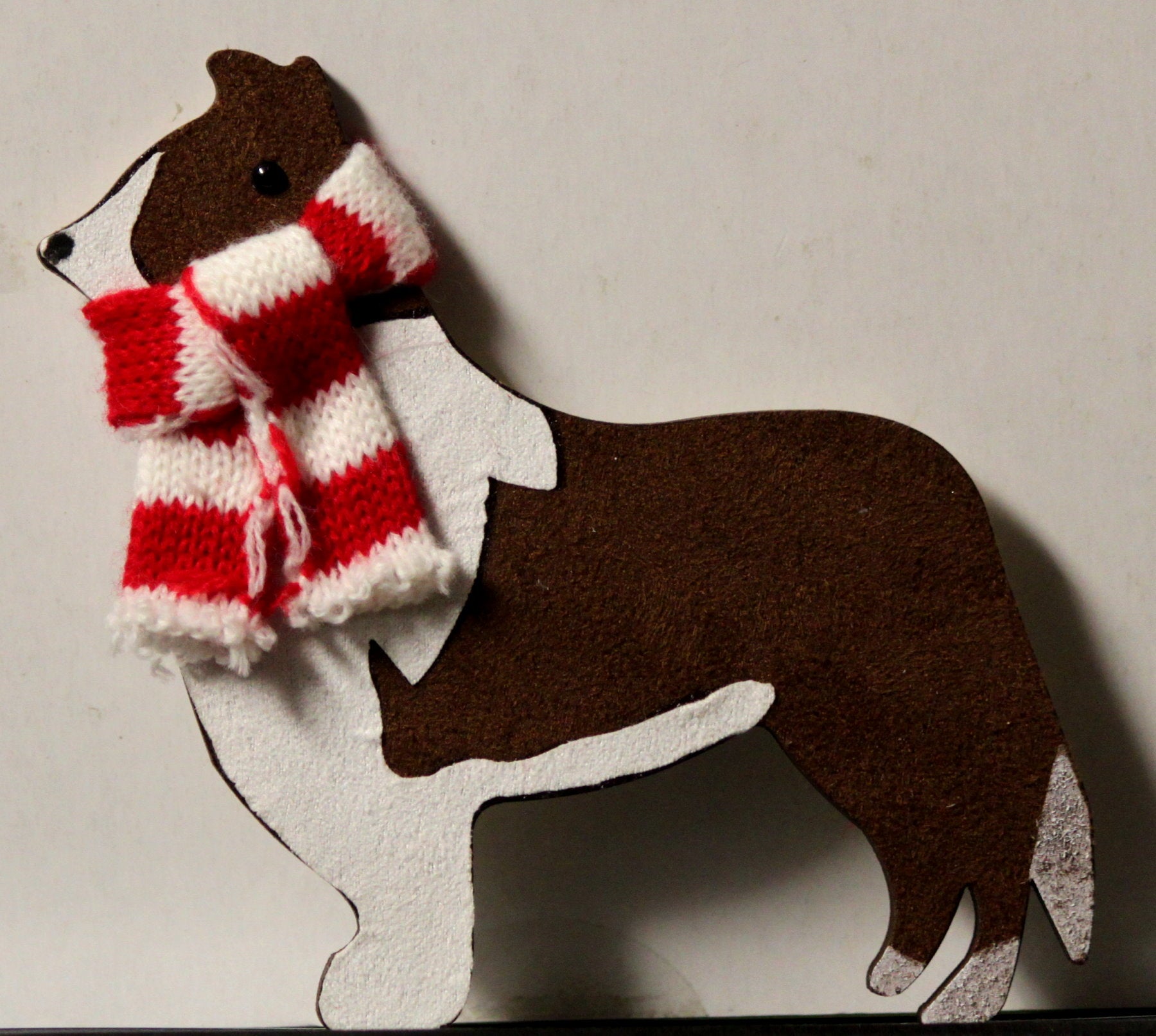 Holiday Handmade Wood Dimensional Dog Magnet