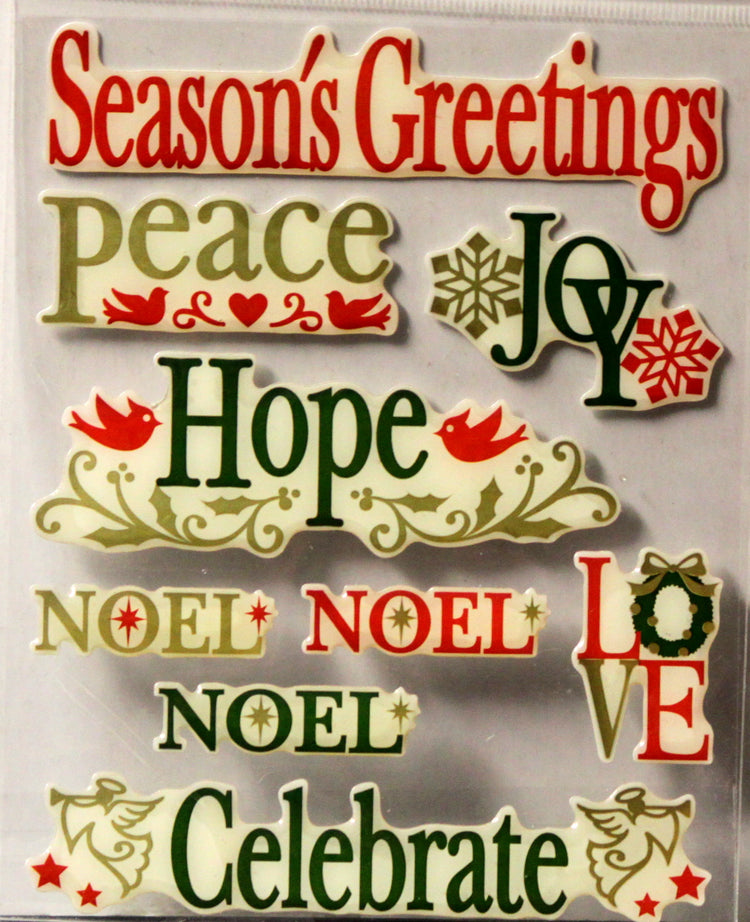 Premium Holiday Season's Greetings Christmas Epoxy Dimensional Stickers