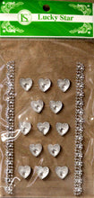 Lucky Star Clear Diamond Small Hearts & Borders Bling Gem Self-Adhesive Stickers