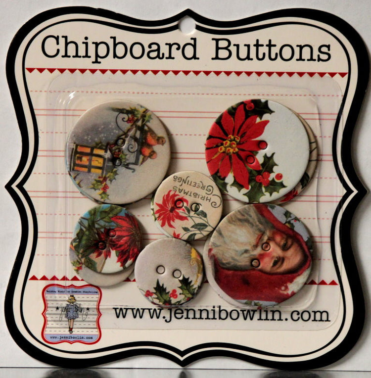 Jenni Bowlin Vintage Christmas Chipboard Buttons - SCRAPBOOKFARE