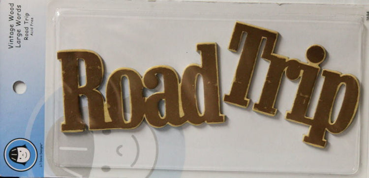 Li'l Davis Designs Vintage Wood Large Words Road Trip Embellishments - SCRAPBOOKFARE