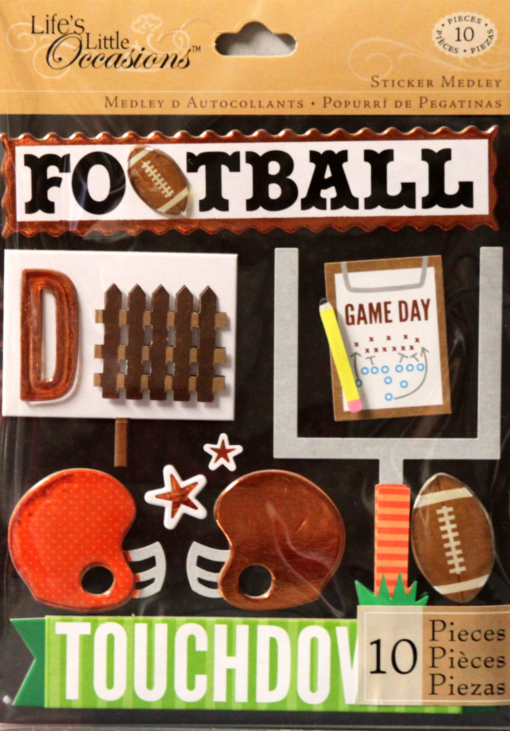 K & Company Life's Little Occasions Orange Football Dimensional Stickers Medley