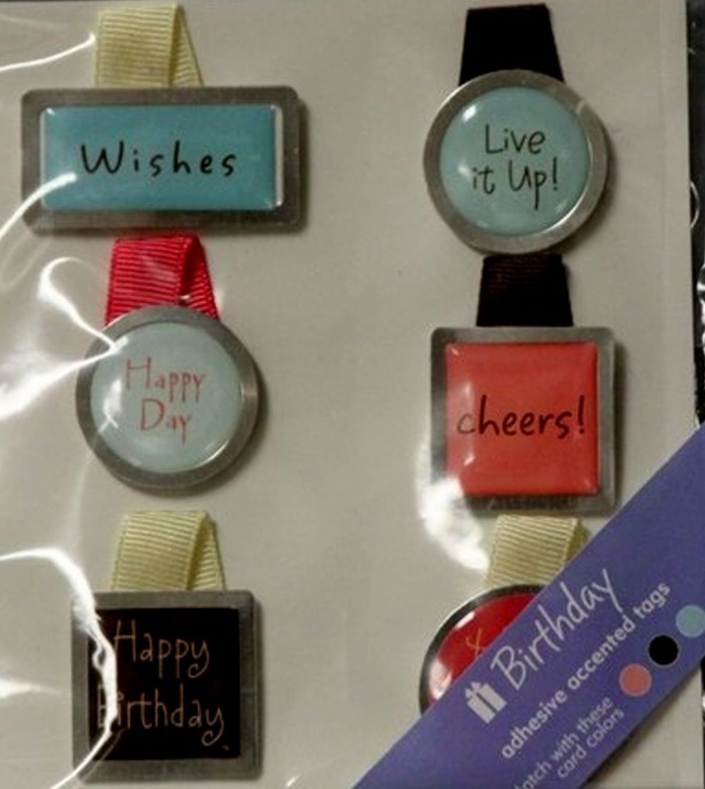 JoAnn Craft Essentials Birthday Tags With Bubbles Adhesive Accented Tags Dimensional Card Sticker Embellishments