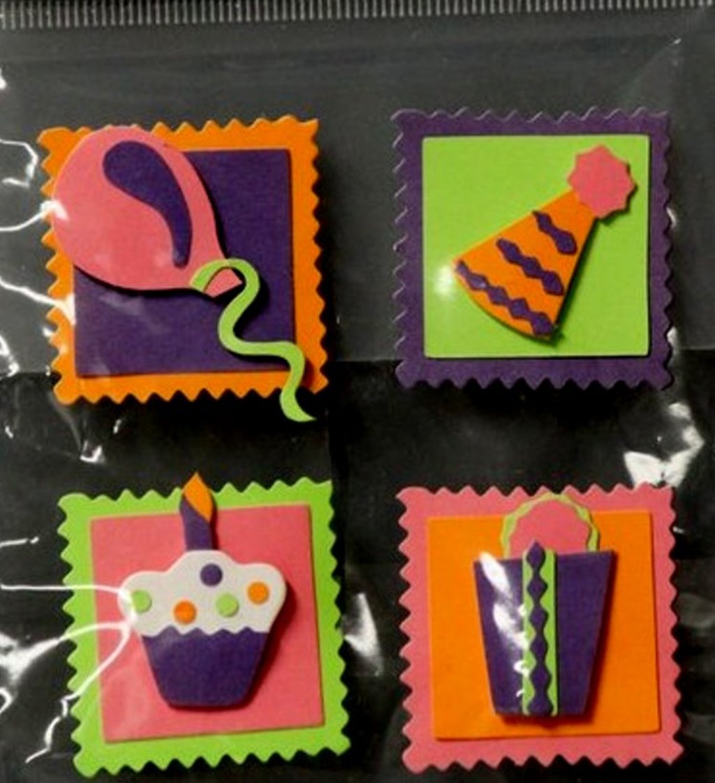 JoAnn Craft Essentials Birthday Stamps Card Embellishments Dimensional Stickers