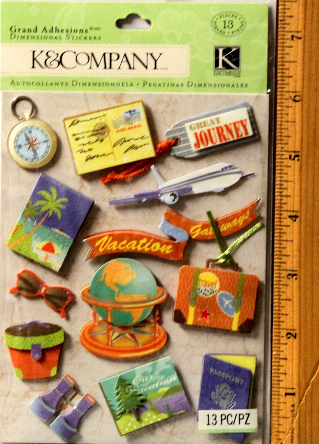K & Company Grand Adhesions Passport Travel Dimensional Stickers