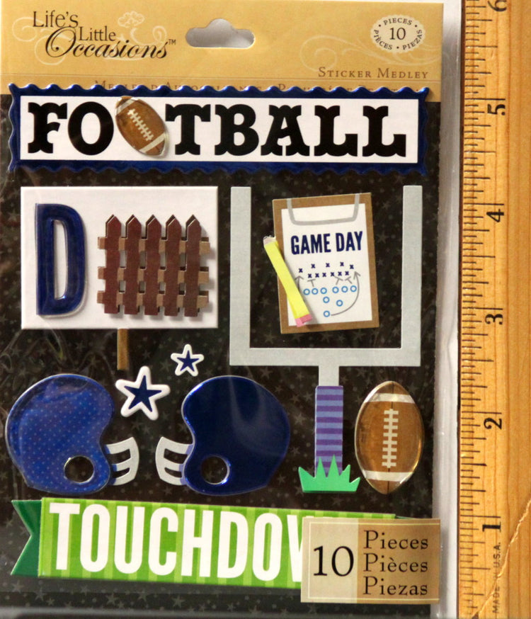 K & Company Life's Little Occasions Blue Football Dimensional Sticker Medley