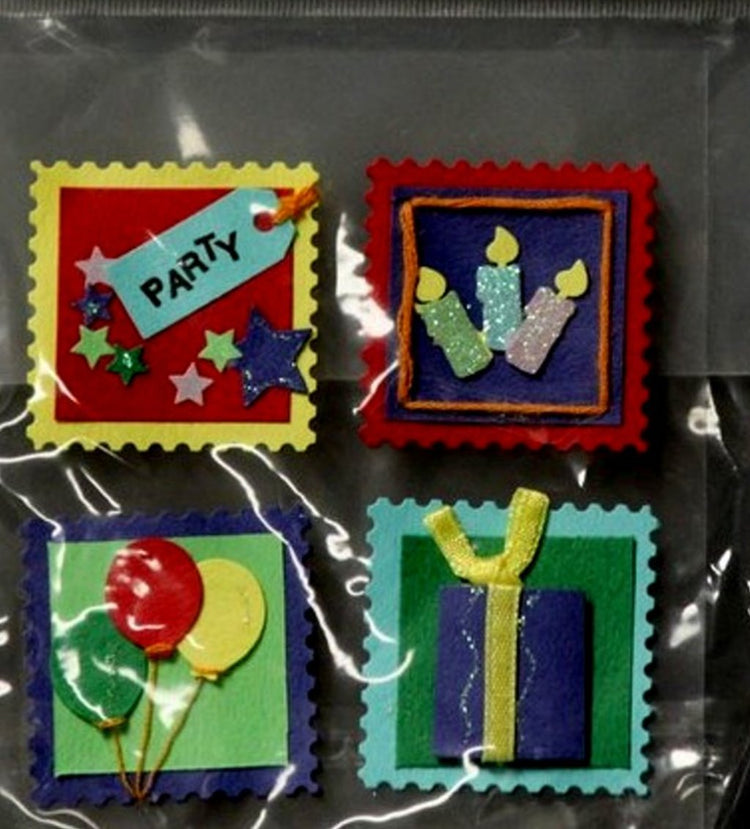 JoAnn Craft Essentials Birthday Party Stamps Dimensional Card Sticker Embellishments