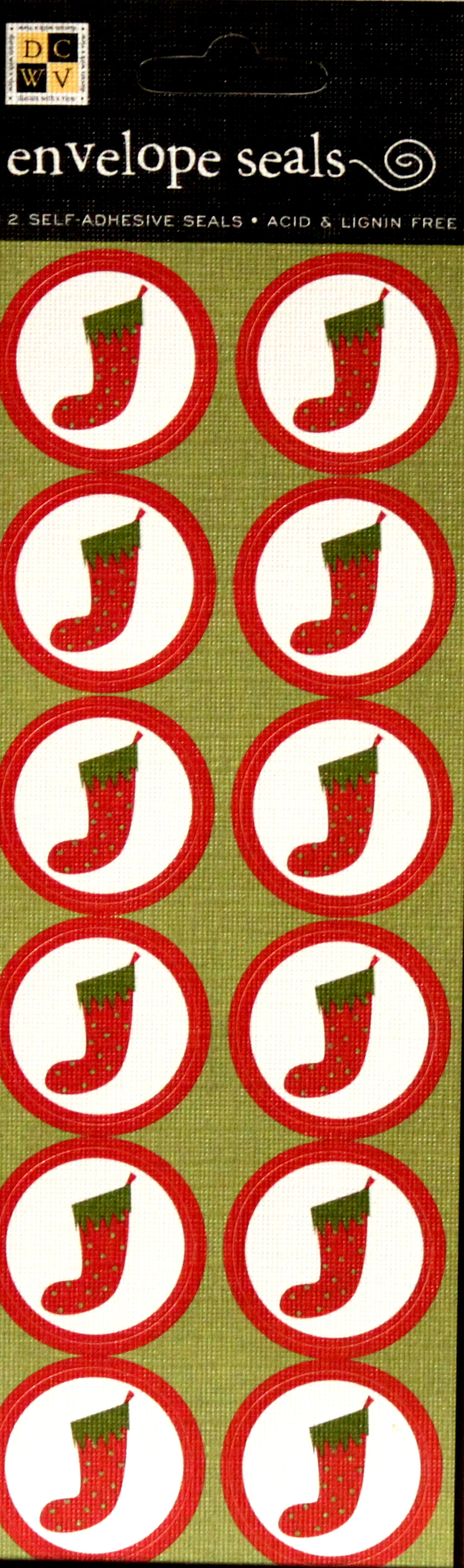 DCWV Christmas Stocking Linen Envelope Seals