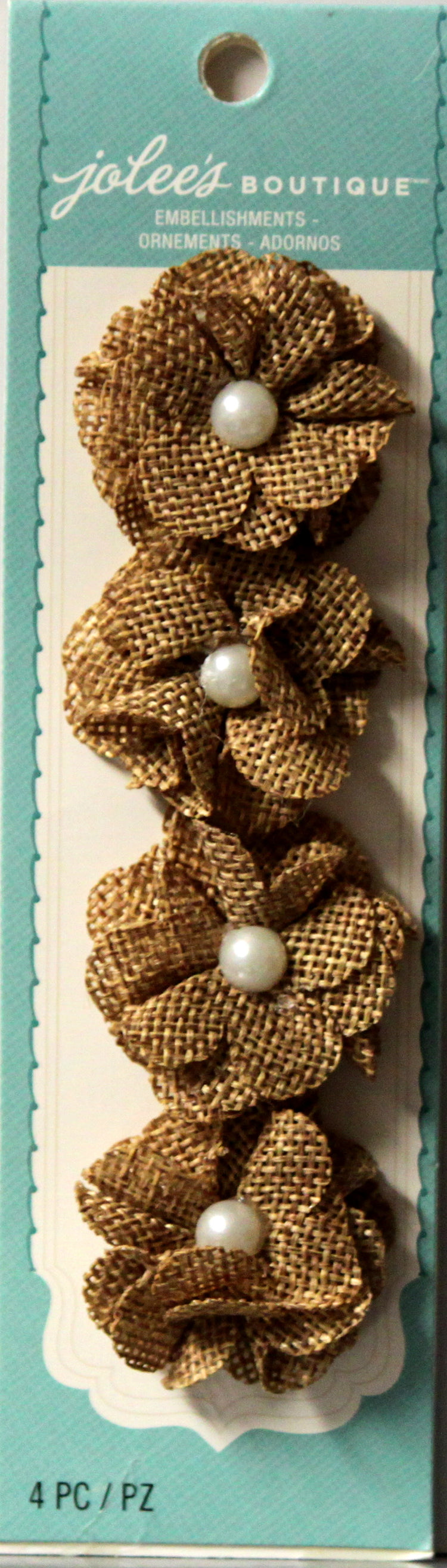 Jolee's Boutique Burlap & Pearl Mini Flowers Dimensional Stickers