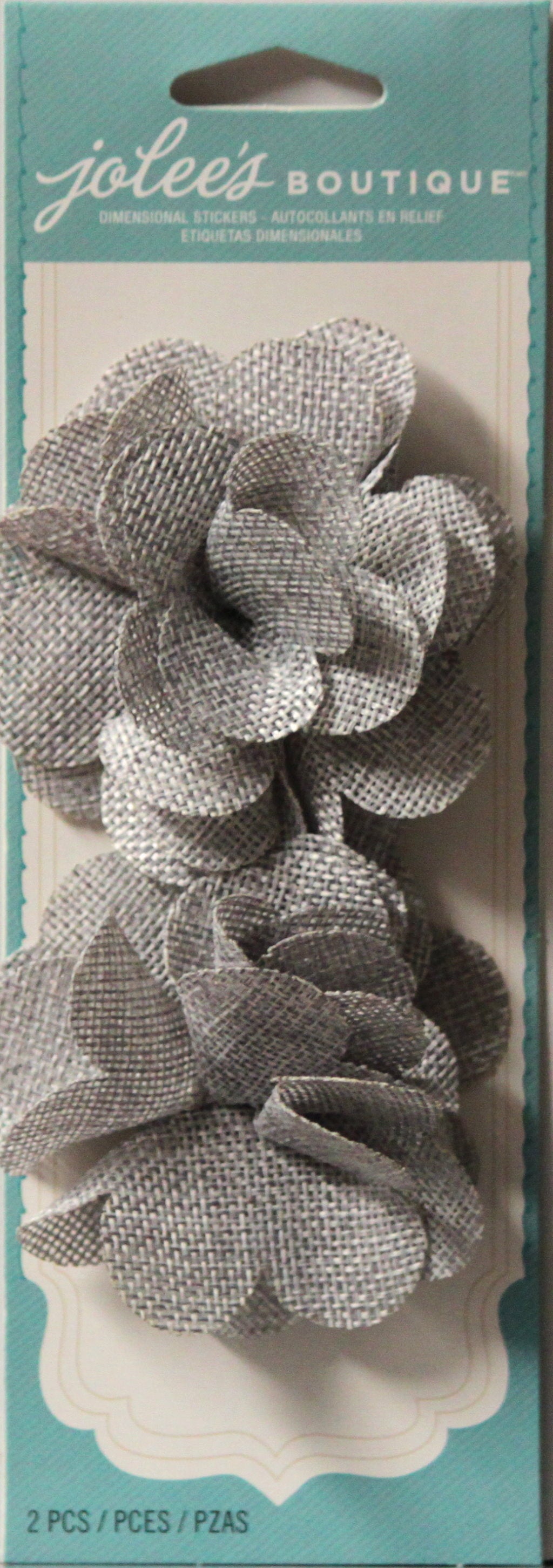 Jolee's Boutique Grey Burlap Flowers Embellishment Stickers