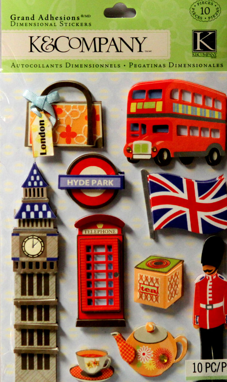 K & Company Happy Trails London Grand Adhesions Dimensional Stickers