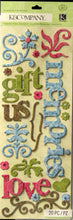 K & Company Merryweather Word & Swirls Adhesive Chipboard Stickers