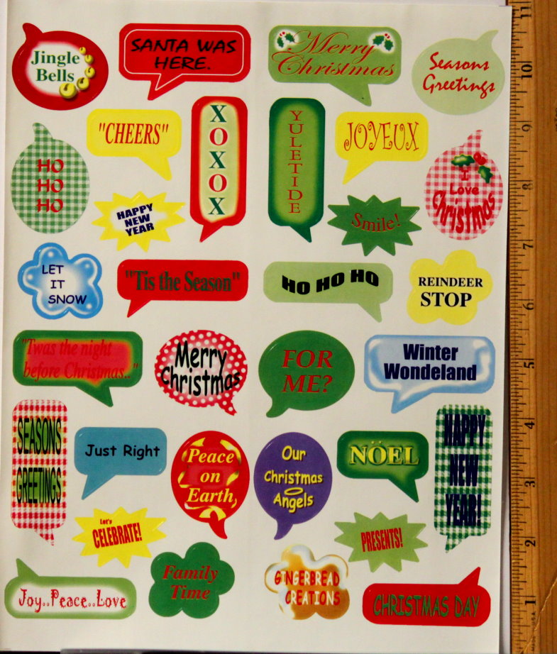 Large Christmas Sentiments Sticker Sheet