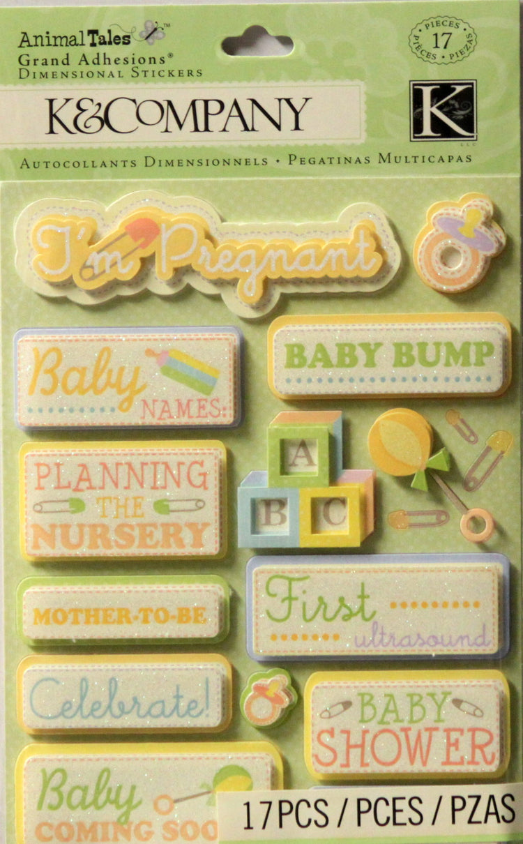 K & Company Animal Tales Awaiting Baby Grand Adhesions Dimensional Stickers