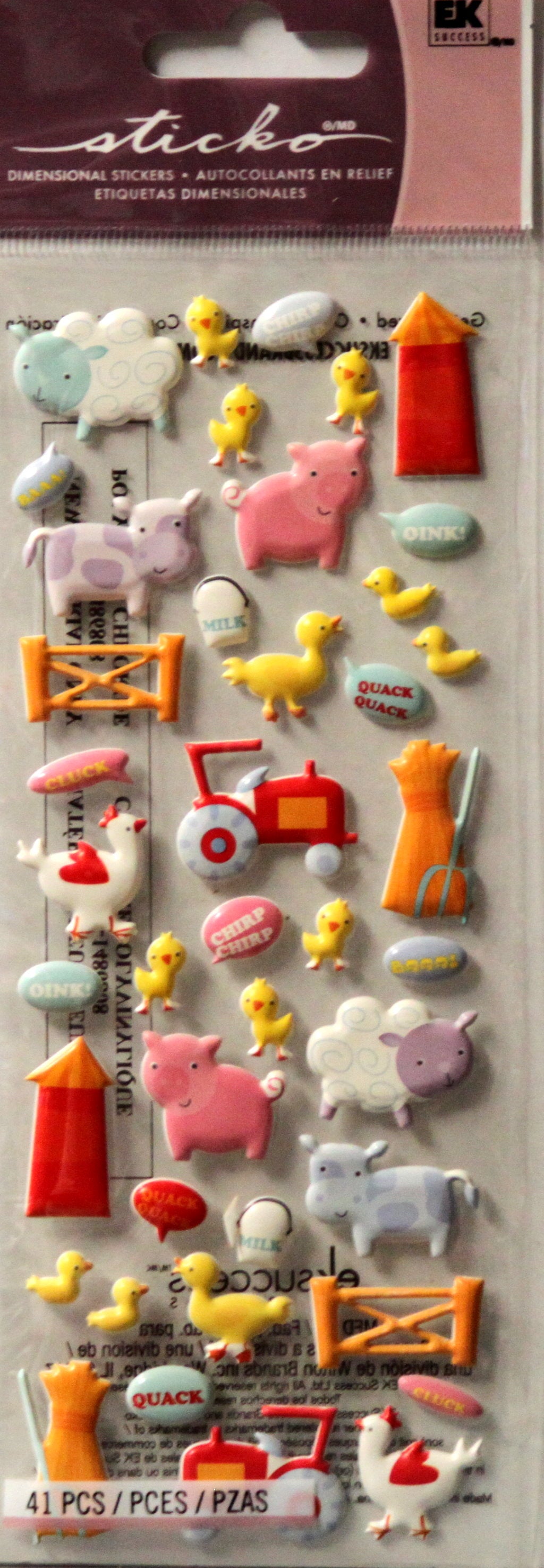 Sticko Baby Farm Animals Puffy Dimensional Stickers