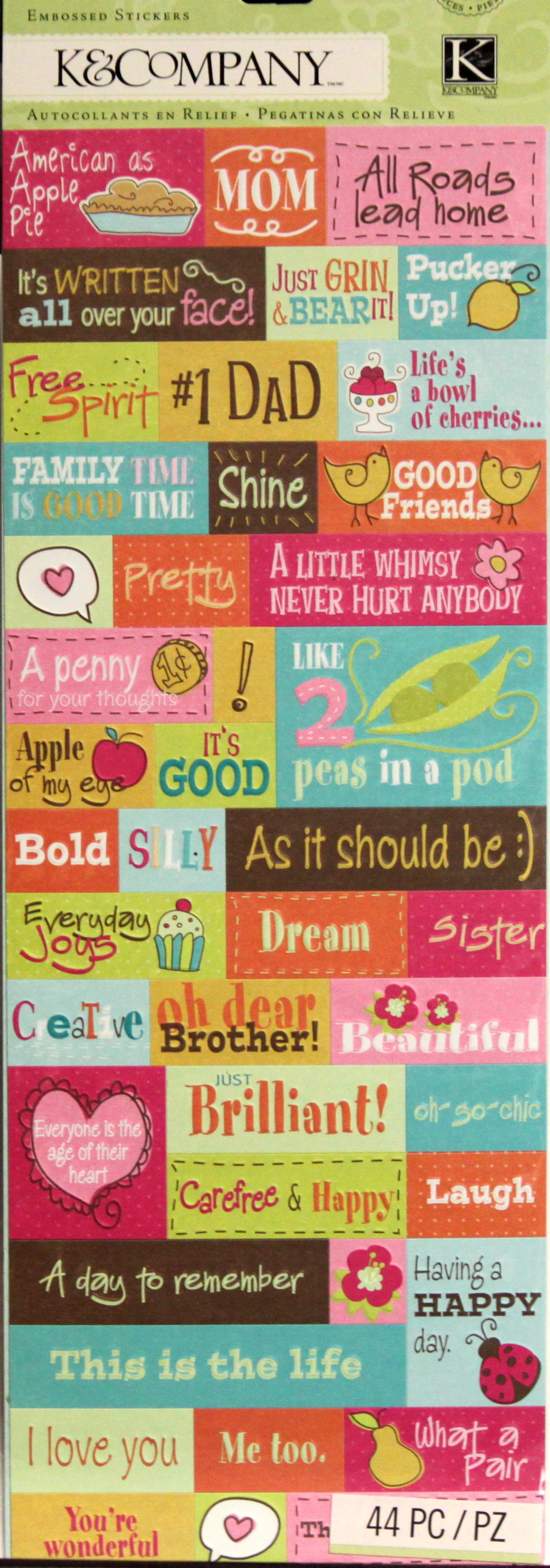 K & Company Emma Rose Word Embossed Stickers