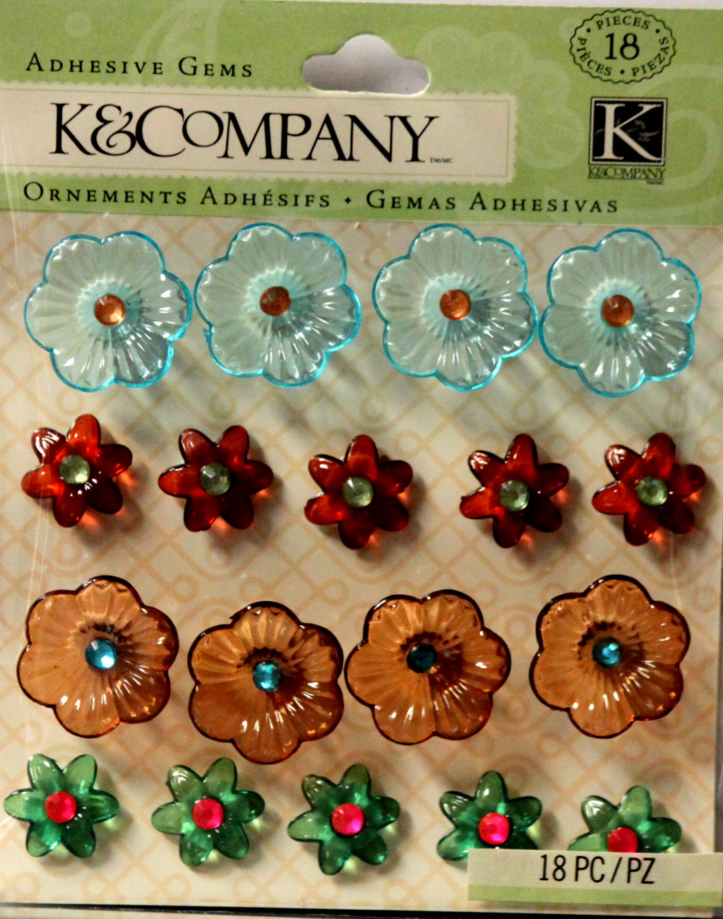 K & Company Handmade Cool Plastic Floral Gems Dimensional Stickers