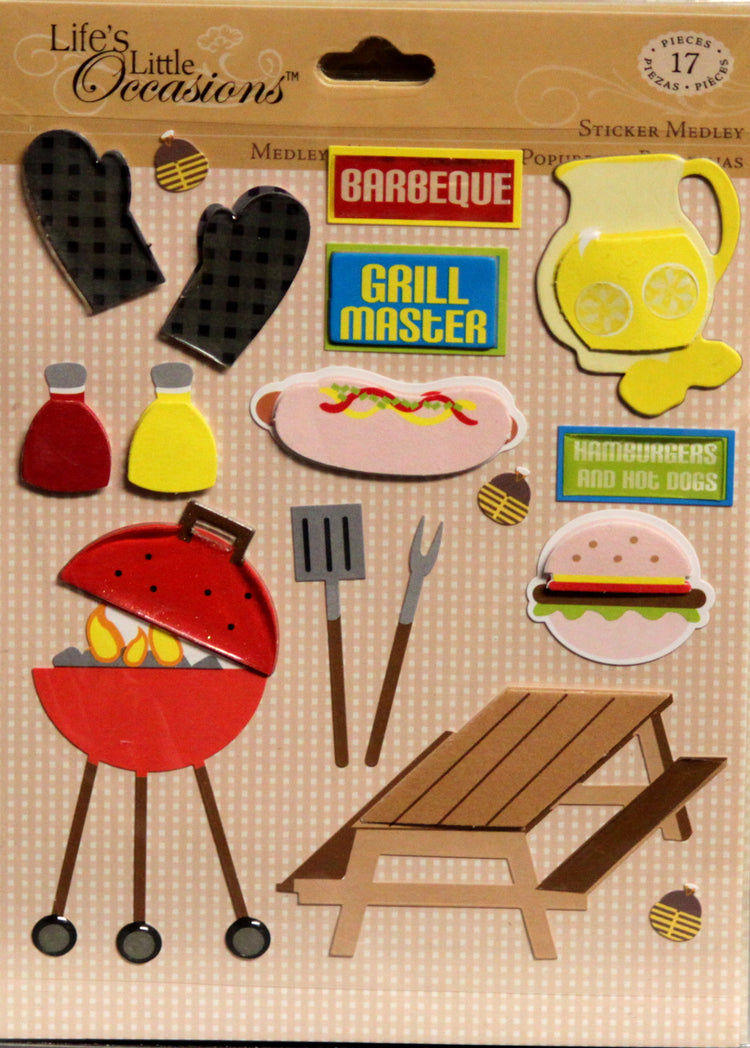 K & Company Life's Little Occasions BBQ Dimensional Stickers Medley