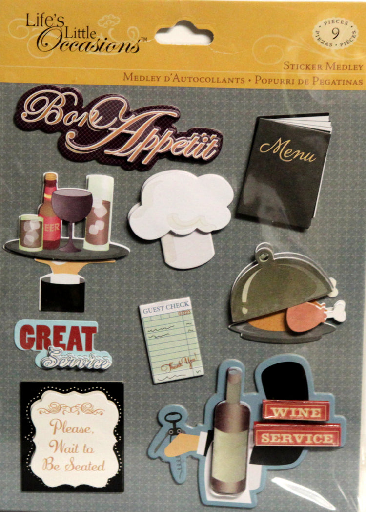 K & Company Life's Little Occasions Food Service Dimensional Stickers Medley