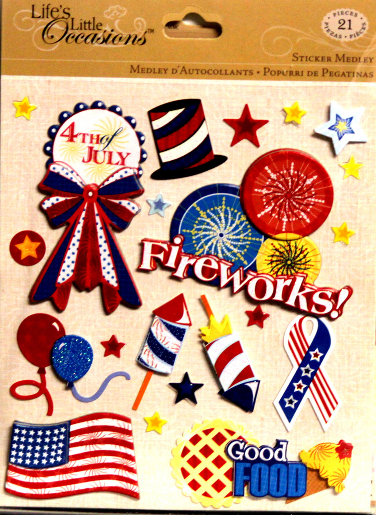 K & Company Life's Little Occasions 4th Of July Dimensional Stickers Medley
