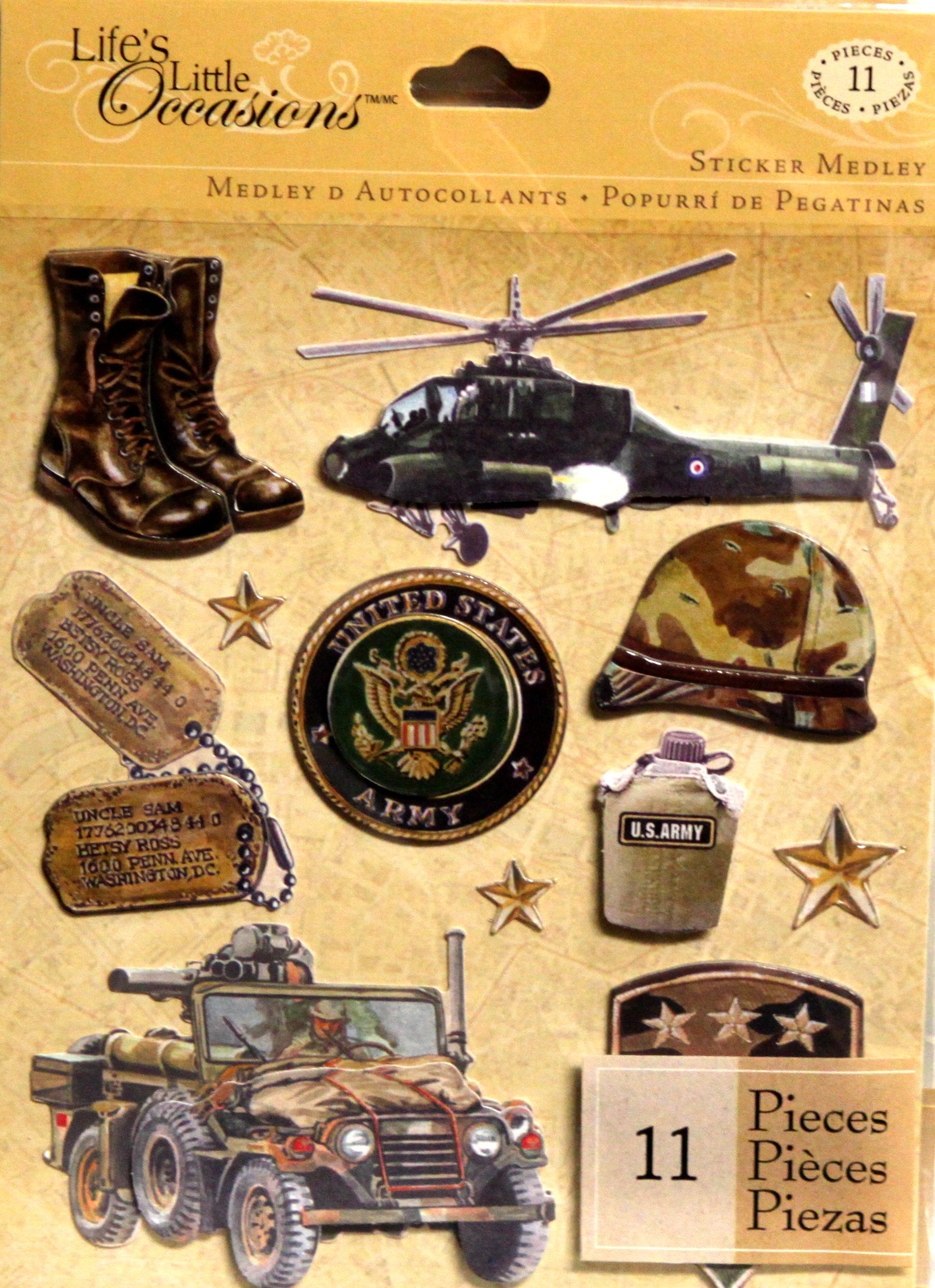 K & Company Life's Little Occasions Army Dimensional Stickers Medley