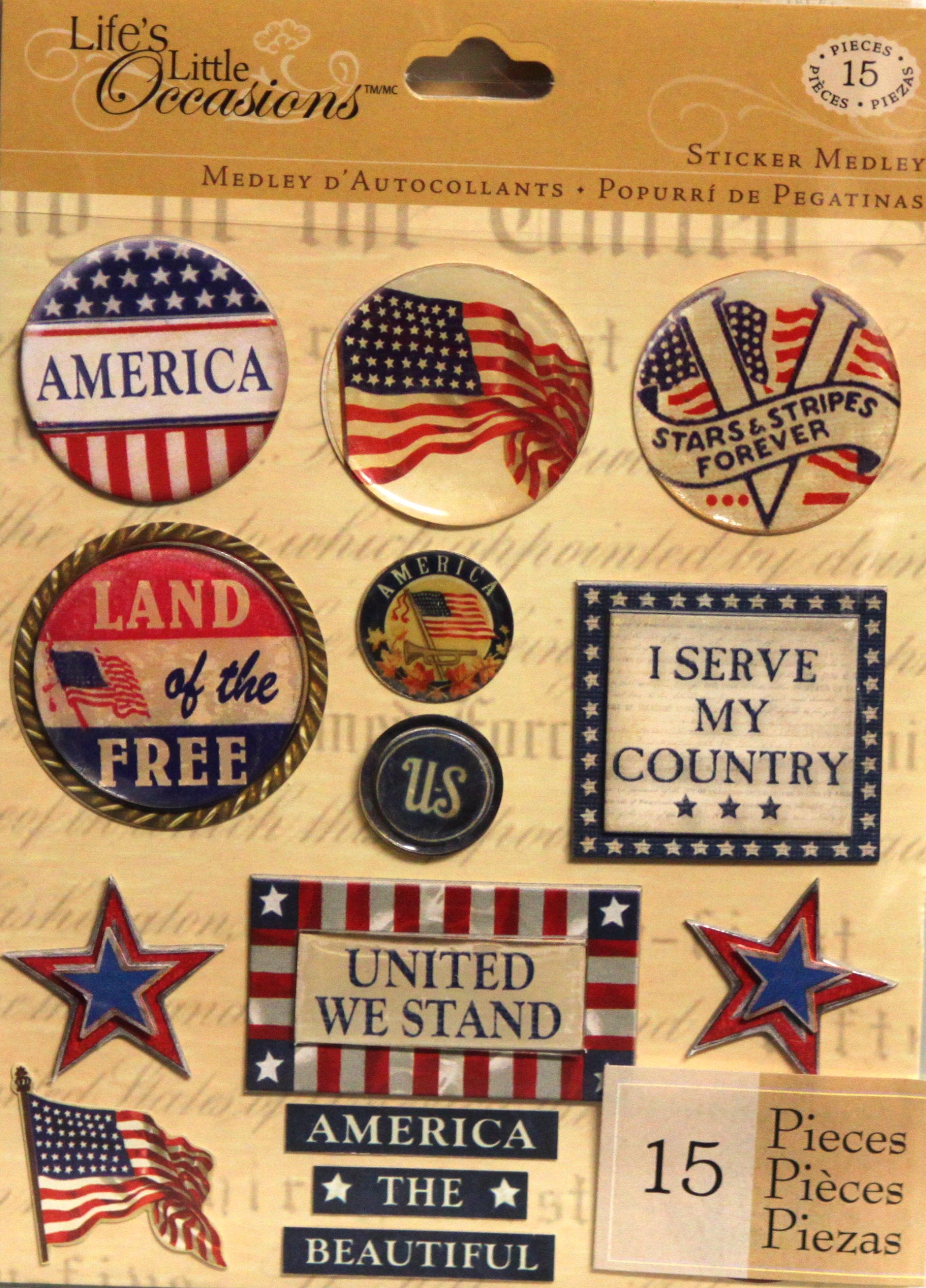 K & Company Life's Little Occasions Patriotic Word Dimensional Stickers Medley