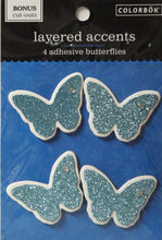 COLORBOK Blue Glitter Butterflies Layered Accent Stickers