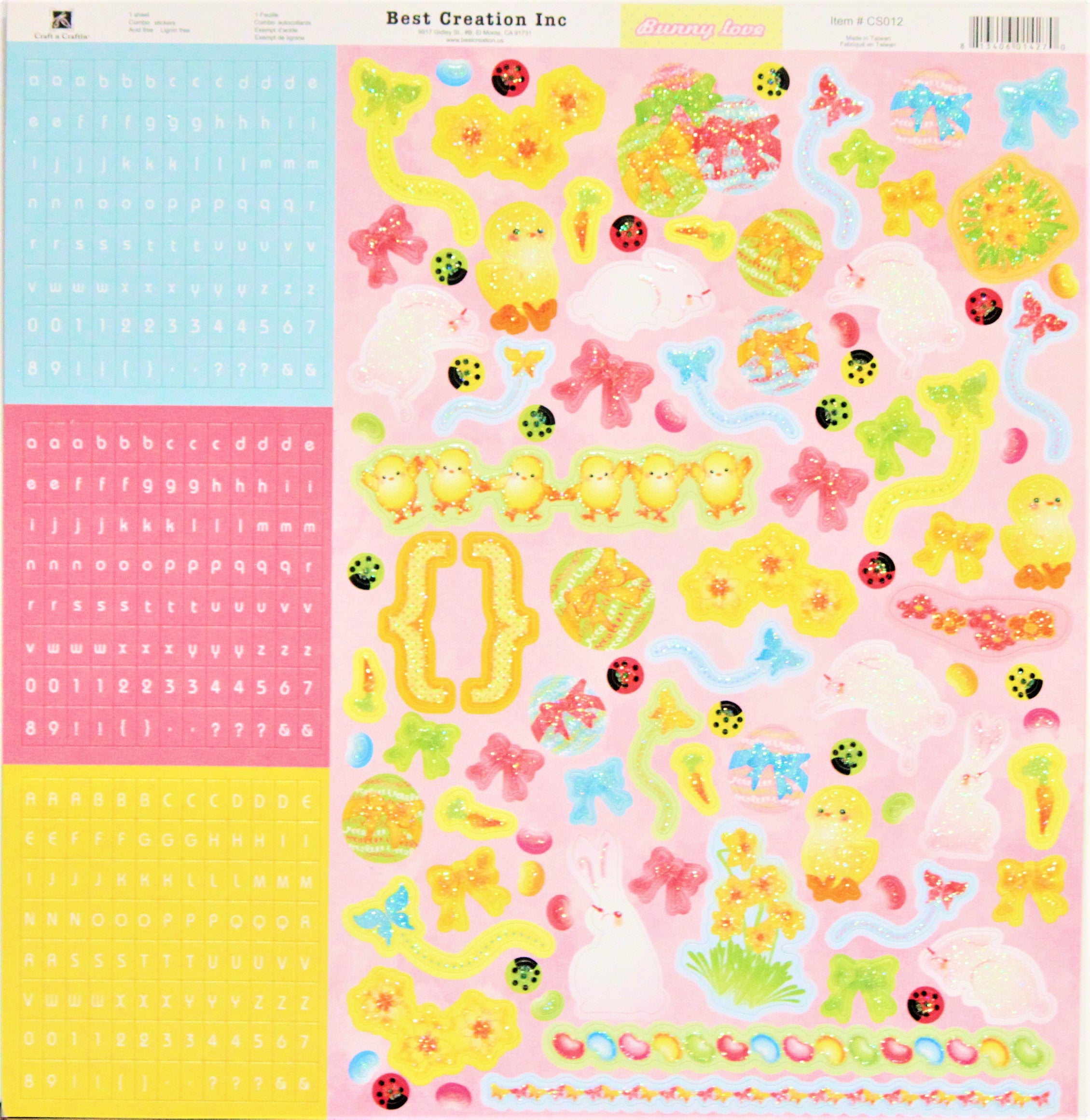 Best Creation Inc. Bunny Love 12 x 12 Sticker Sheet