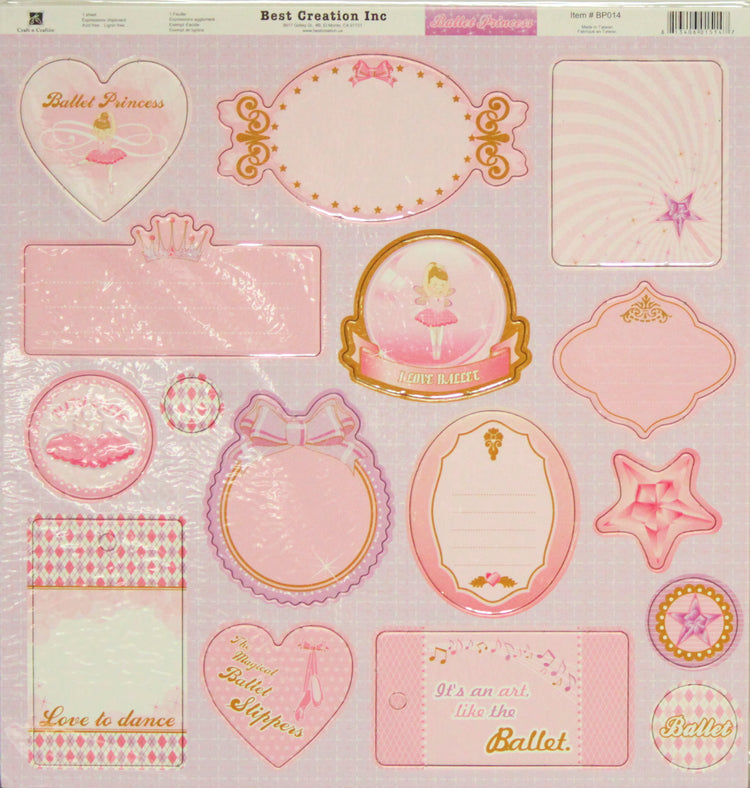 Best Creation Ballet Princess Chipboard Adhesive Stickers Embellishments