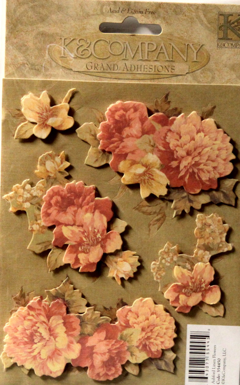 K & Company Ashford Linen Flowers Grand Adhesions Dimensional Stickers