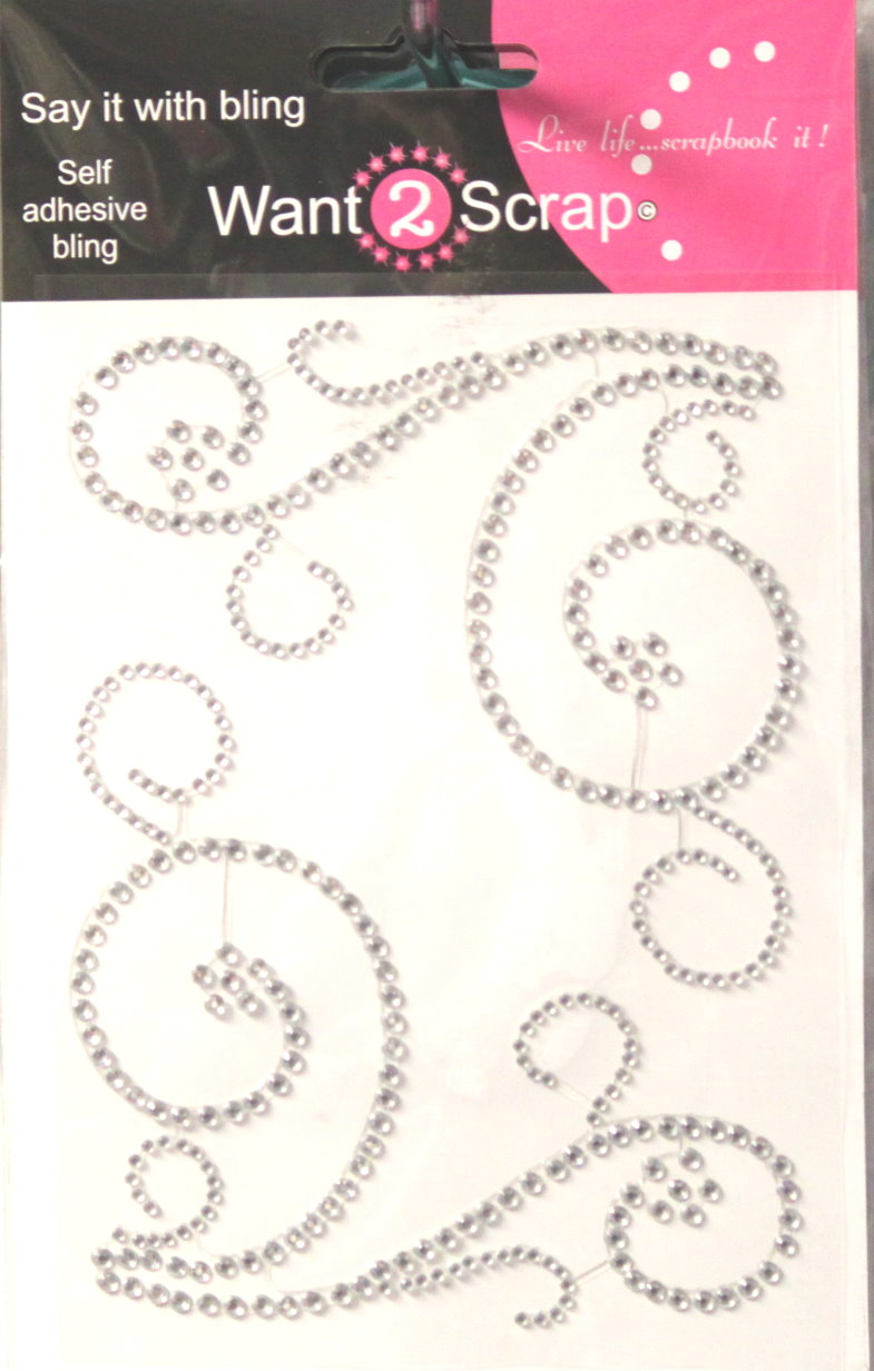 Spellbinders Want 2 Scrap Say It With Bling Self-Adhesive Swirls, Diamond Embellishments