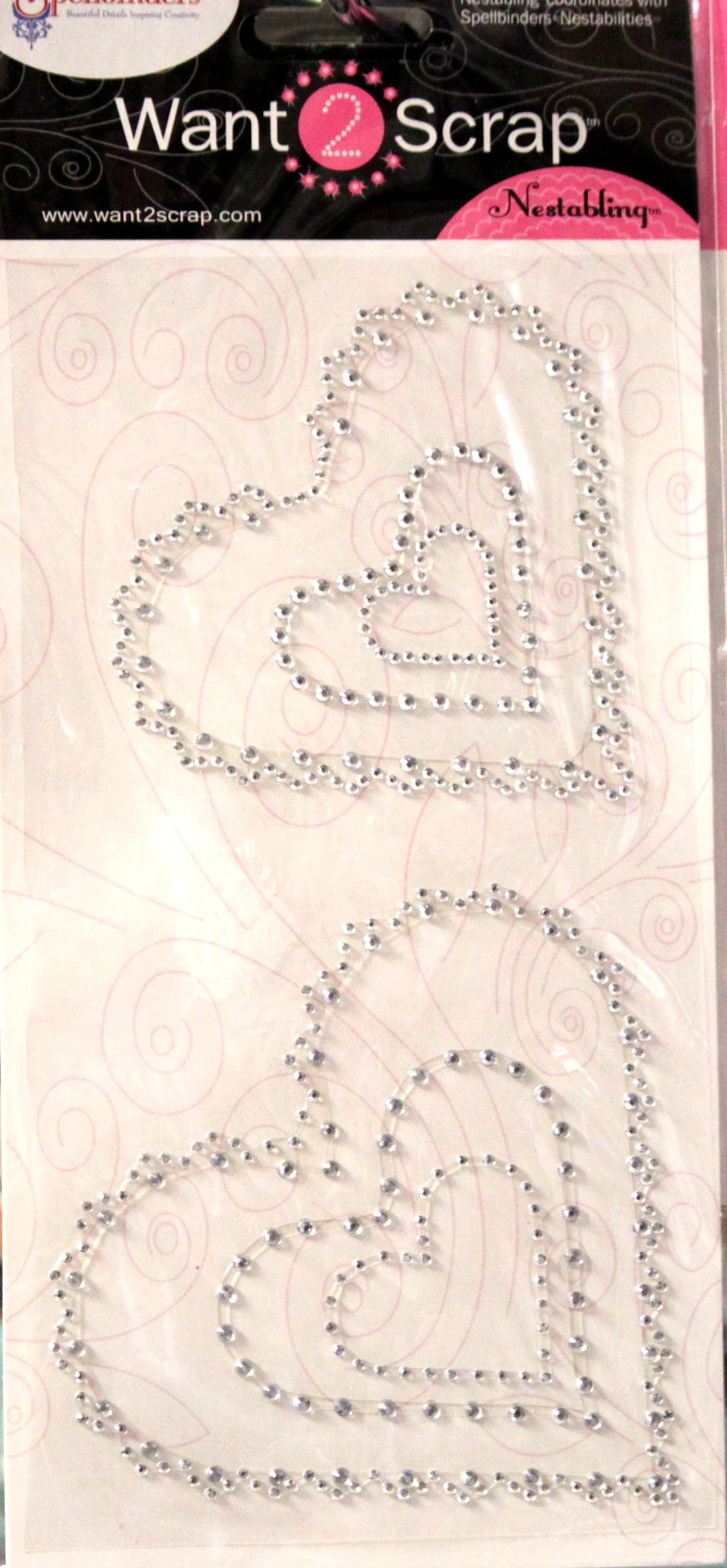 Spellbinders Want 2 Scrap Say it With Bling Diamond Rhinestone Self-Adhesive Scalloped Hearts Embellishments